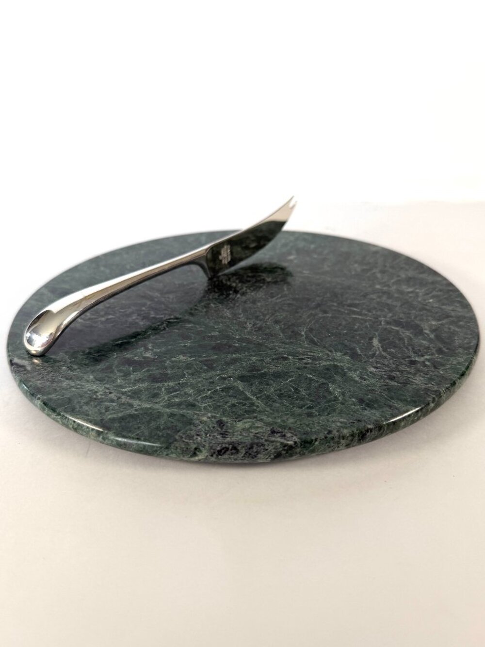 Vintage DANSK Torun Marble Cheese Board and Silver Plated Knife Set